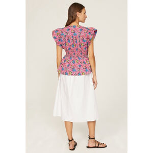 Women's Derek Lam 10 Crosby Floral Print Top Size 2 Pink Blue